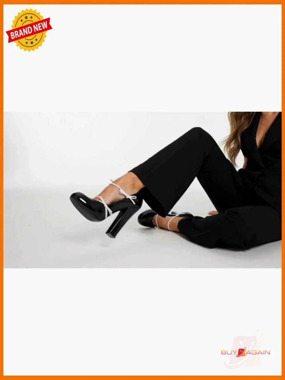 Chunky Heel Mary Jane Pumps Bowknot Strap Round Toe Plus Size 4.72